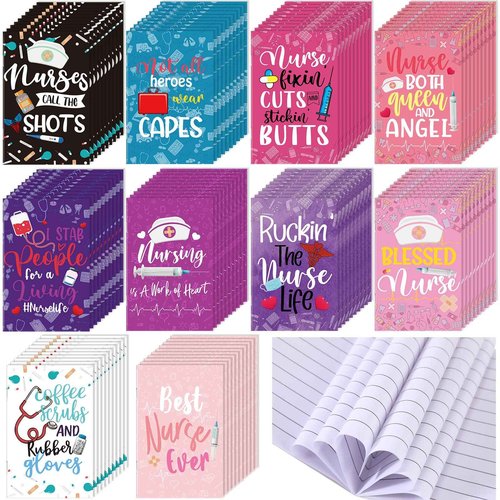 Sabary 100 Pcs Nurse Notebooks Bulk 2025 CNA Week Appreciation Gifts Mini Pocket Notepads Bulk for Medical Students Retirement Graduation Accessories Classroom Office Supplies