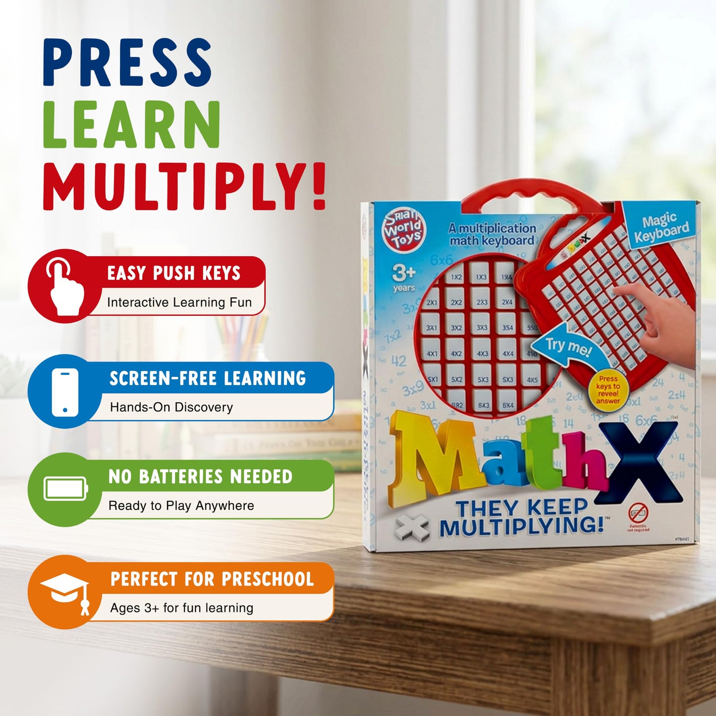 Small World Toys Multiplication Machine, Multiplication Game for Kids 3+, Kindergarten Math Learning & Education Toys, Montessori Math Manipulatives for Home School Classroom, Kids Learning Gift