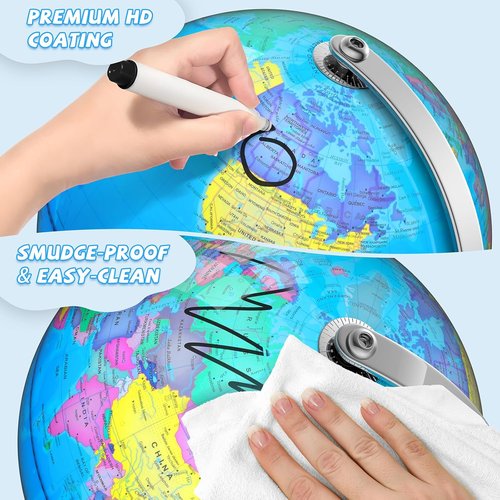 Illuminated World Globe - 8" Globe Lamp with Interactive World Map for Kids | STEM Learning Gift & Night Light
