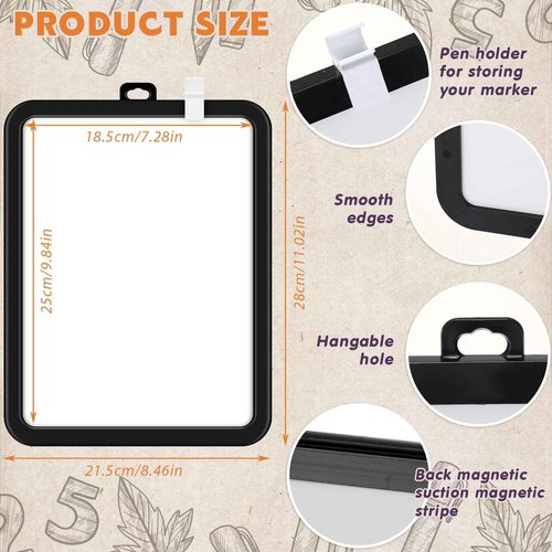 Outus 24 Pcs Mini White Board Bulk 8.5 x 11'' Small Magnetic Whiteboard Dry Erase Double Sided Writable Whiteboard Clipboard Pocket Sized Erasable Notepad(Black Frame)