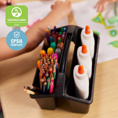 ECR4Kids 4-Compartment Small Caddy, Storage Organizer, Black, 6-Pack