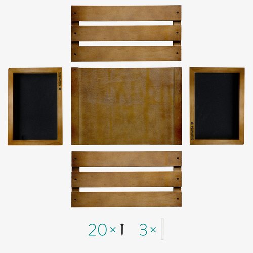 Navaris Wood Record Crate - Vinyl Album Storage Holder Box Wooden Case with Chalkboard Sign Board - Holds up to 80 LP Records - Dark Brown