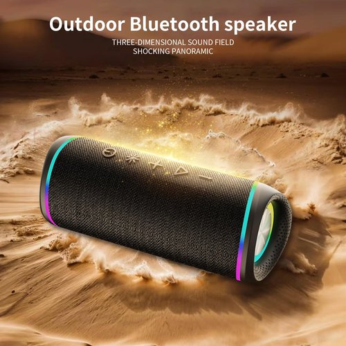 IHE Bluetooth Speaker with HD Sound, Portable Wireless, IPX5 Waterproof, Up to 20H Playtime, TWS Pairing, Bluetooth 5.3, for Home, Party, Beach, Outdoor, Electronic Gadgets, Birthday Gift (Black)