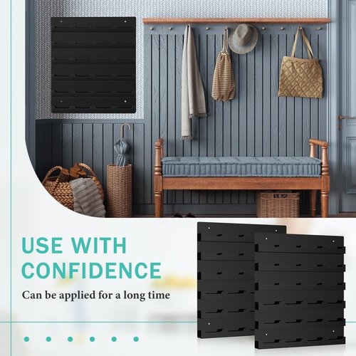 Suzile 2 Pcs 48 Business Card Holder Wall Mount 24 pockets each Business Card Display Wall with Hanging Hardware Acrylic Business Multiple Sticker Display for Office Home, 17.7'' x 15.7'', Black