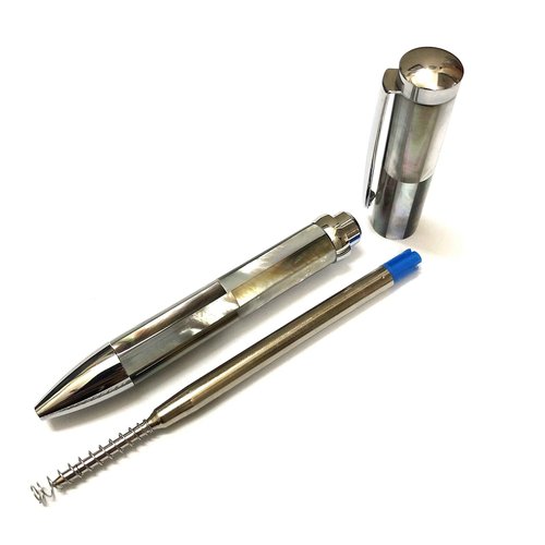HHA Handmade mother of pearl ballpen from Vietnam- ideal gift for man/woman at work (grey/white)
