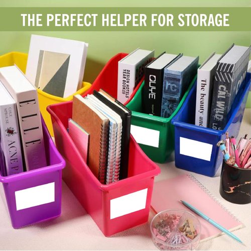 Yujanery 12 Durable Book and Binder Holder, Files Book Bins for Classroom, Plastic Vertical Storage Book Organizer Folder Office Classroom Organization Containers Supplies (Rainbow, 12 Pack)