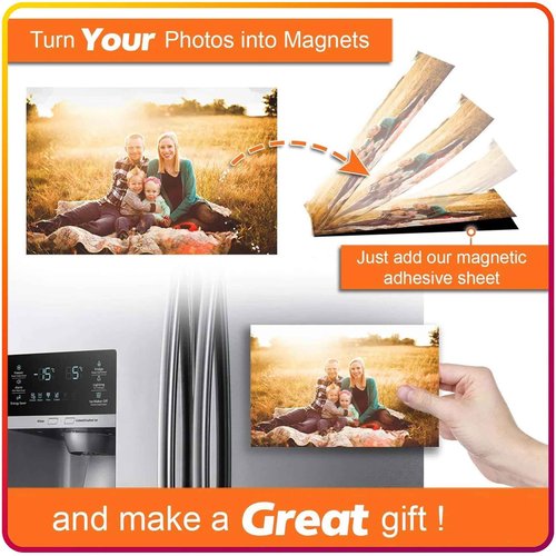 Magnetic Sheets with Adhesive Backing 8" x 10" for Crafts, DIY. 50 Strong Craft Magnets to Make Flexible Magnet Self Sticky Tapes, Strips, Squares, Sheet for School Classroom Board, Fridge, Photos