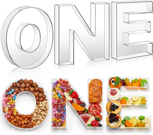 DoubleFill 10'' Acrylic Charcuterie Letters - Fillable 3 Pcs Set for Baby Shower & Birthday Party
