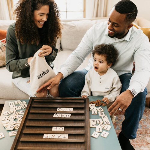 23"x17" Tile Letter Board Sign Set - School Message Board With 120 Letter and Number Tiles for Students and Teachers - Changeable Teaching Announcement Board by Stiles, Walnut
