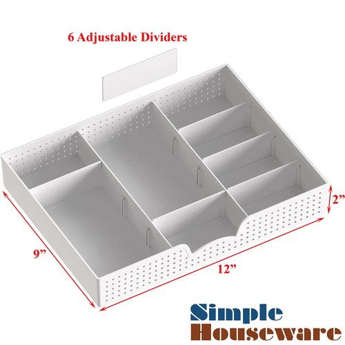Simple Houseware Desk Monitor Stand Riser with Adjustable Organizer Tray, White