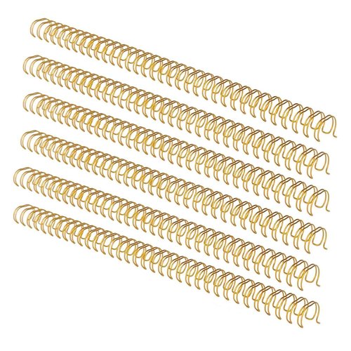 Binding Wire, 100 Pack Double Loop Wire Binding Spines, 34 Holes Double Spiral Binding Ring Coil, Metal Book Cinch Binding Machine Wire, Fit for School Office Notebook Maker (Gold)