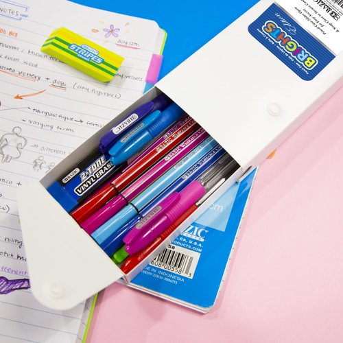 BAZIC Slider Pencil Case, Utility Storage Box Snap Closure, Bright Color Multi Purpose Organizer, 36-Pack