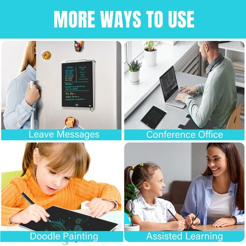 Magnetic Board for Fridge, 9.8”×6.7” Small LCD Writing Tablet Blackboard Grocery to Do List Magnet Pad Dry Erase White Black Whiteboard Adult Chore Chart Refrigerator Digital Notepad Message Center