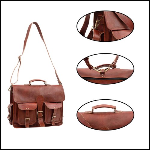 Handmade Leather Messenger Laptop Computer Satchel Distressed Bag (13" X 18") Stylish Backpack and Briefcase Bag for Men (PATTERN 2)