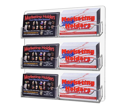Marketing Holders Hanging Business Card Holder with Hardware 6 Pocket Clear Acrylic Wall Mount Multi Slot Rack for 3.5" x 2" Gift or Appointment Cards Space Saver Travel Agents Restaurants