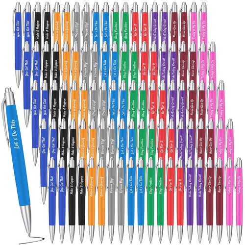 Gueevin 200 Pcs Inspirational Pens Employee Appreciation Gift Black Ballpoint Ink Funny Motivational Thank You Pens Bulk for Office Worker Teacher Women Men(Inspirational Style)