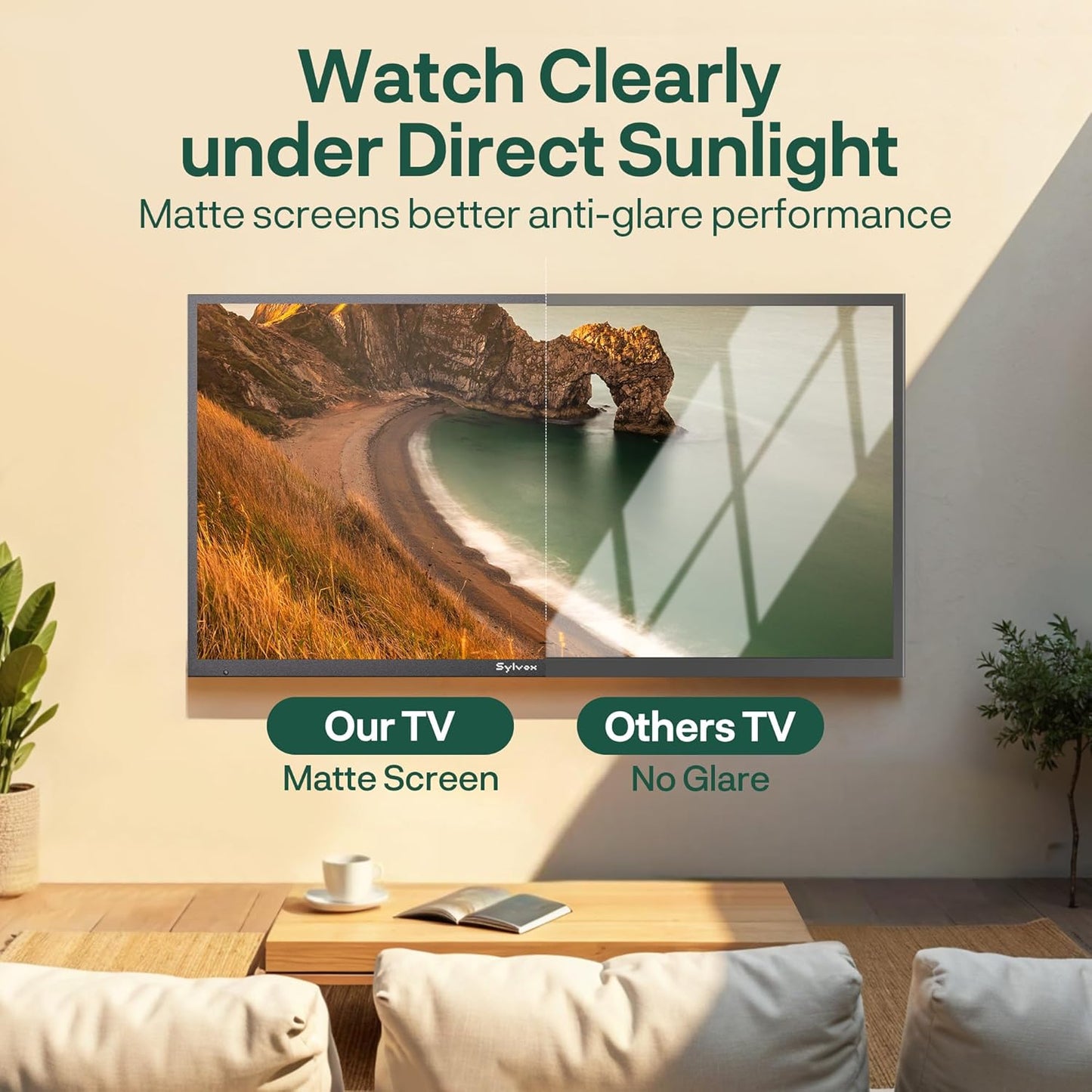 SYLVOX 75” Outdoor Smart TV - Superior Waterproof Performance & Anti-Glare Matte Finish | Dolby Atmos, 1000 Nits