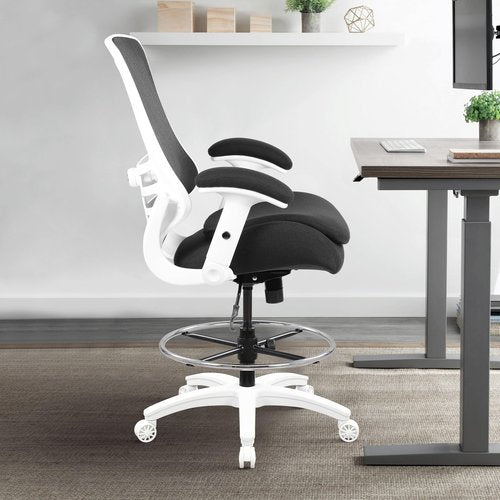 BOLISS 400lbs Mesh Ergonomic Office Computer Drafting Chair with Super Soft Adjustable Flipped Arms Molded Foam Double Seat Cushion Adjustment Lumbar Support Big Foot Ring (Black)