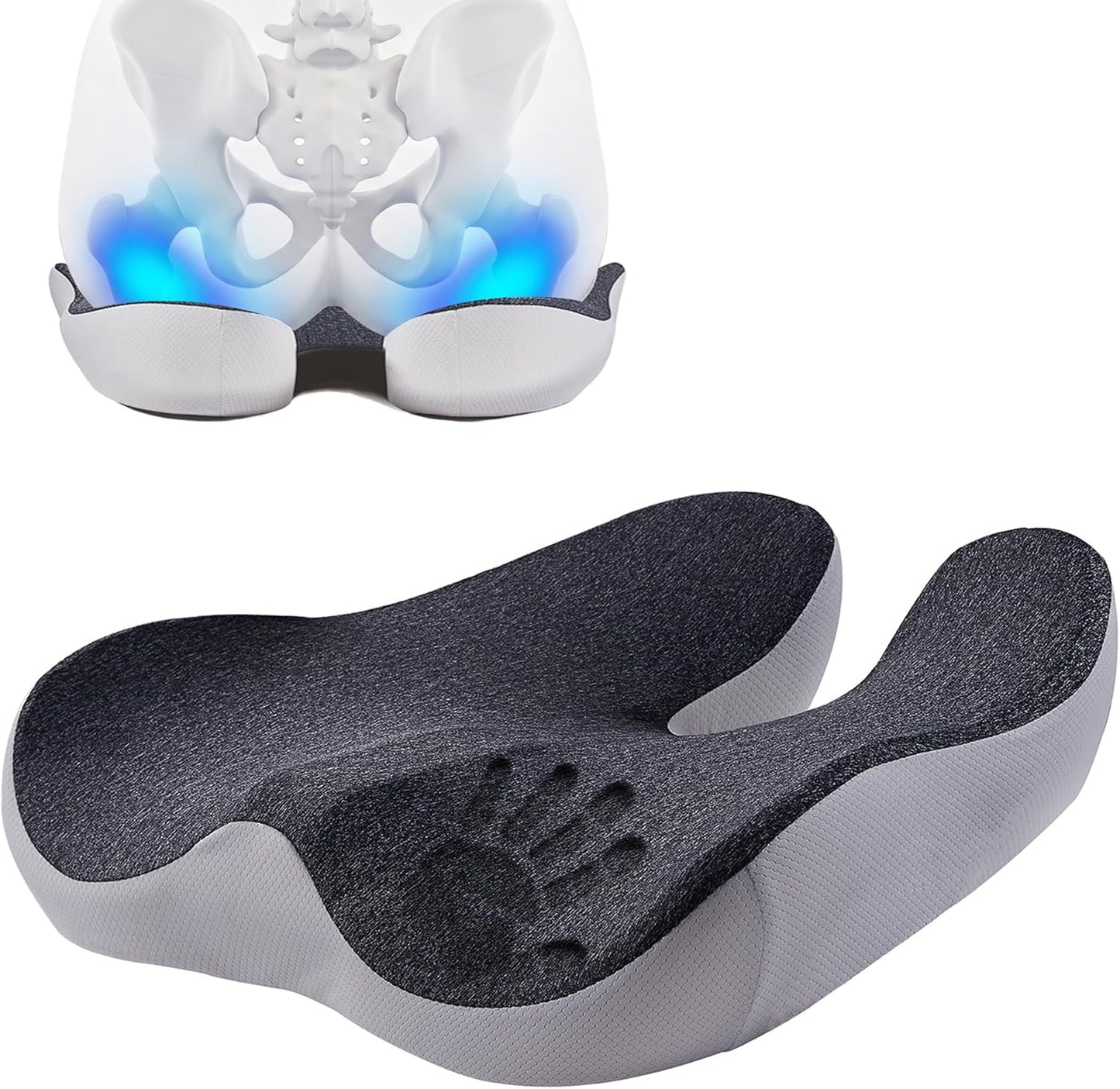 Skiennix Pressure Relief Seat Cushion - Extra-Dense Memory Foam for Hip & Tailbone Pain Relief - Black