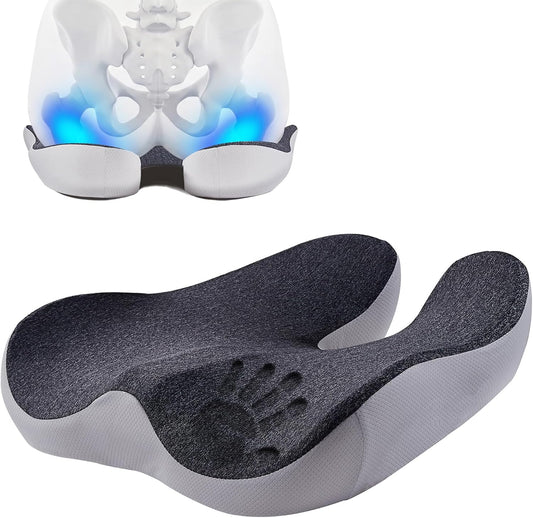 Skiennix Pressure Relief Seat Cushion - Extra-Dense Memory Foam for Hip & Tailbone Pain Relief - Black