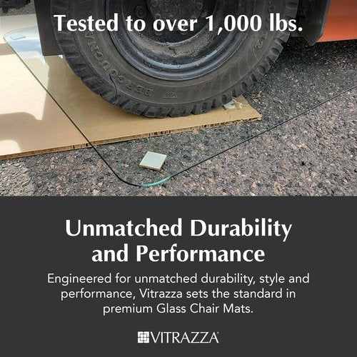 Vitrazza Glass Office Chair Mat – 36” x 42” Desk Mat with Clear Safety Glass/Creates Smooth, Easy Glide/Protects Against Carpet Imprints/Perfect for Home and Office Spaces (Chiaro)