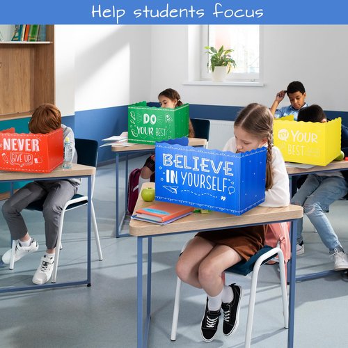 24-Pack Privacy Folders for Students Waterproof Durable Plastic Study Carrel Divider, Easy-to-Clean Classroom Desk Dividers Shield for School Teacher Supplies (Multicolor)