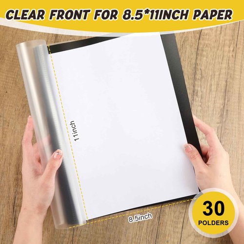 Harloon 100 Pcs Clear Front Report Covers Plastic Presentation Folders, Letter Size, 14mm Thickness, Suitable for Office, School, Resume, and More