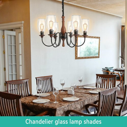 HGHYjrxfkl 1 Pack Oval Clear Glass Lamp Shade, with 1-5/8" Fitter Opening, Mini Glass Pendant light Shade,Lamp Shade Replacement for Chandelier,Floor lamps,Table Lamps,Wall Sconces.