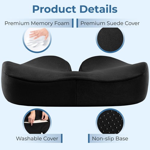 5 STARS UNITED Half Moon Bolster Semi-Roll Pillow and Seat Cushion for Office Chair, Bundle