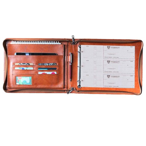 Vegan Leather Check Book Portfolio for 3 or 9 Ring Binders, Business Check Binder for 11 1/4"x9" (Custom)