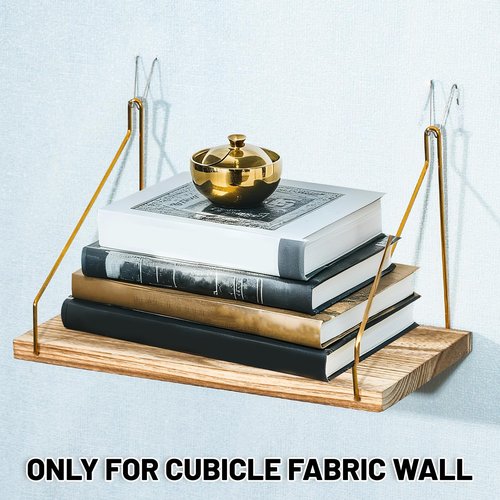 2-Pack Cubicle Shelf For Fabric Walls With Hooks：12x6.0in Wooden Cubicle Shelf Hanging Silver Bracket Use For Office Cubicle Accessories Office Stylish Ations Cubicle Decorations For Women Desk