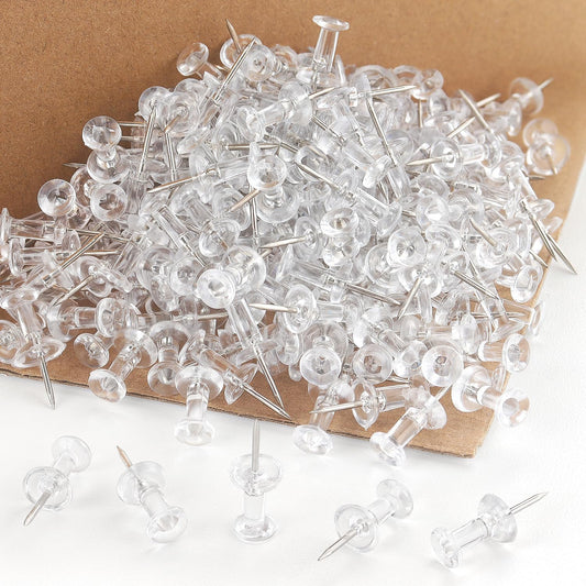 ZZTX Push Pins - 500-Pack Large Clear Thumb Tacks with Steel Point for Bulletin Boards & Offices