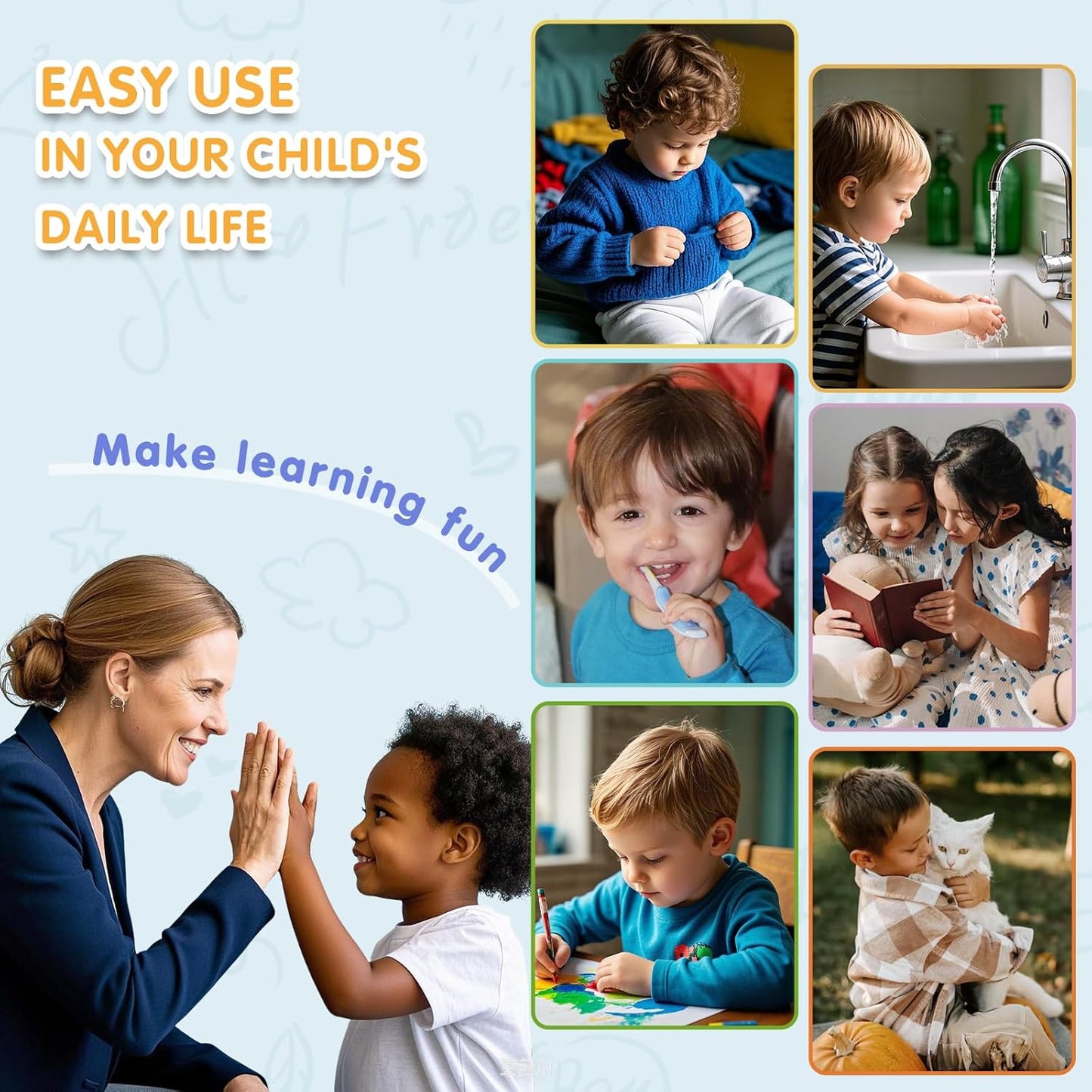 ALSLEA Large Visual Schedule for Kids - Autism Chore Chart with 124 Cards | Daily Routine Planner (Blue)