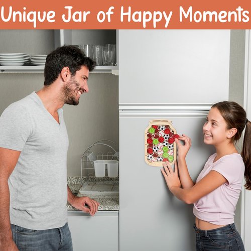 Personalized Magnetic Reward Jar for Kids, Star Jar Reward System for Classroom Board, Fridge Magnet, Wooden Classroom Incentive Jar for Teacher, Home Chore Chart Positive Behavior Training (Sport)