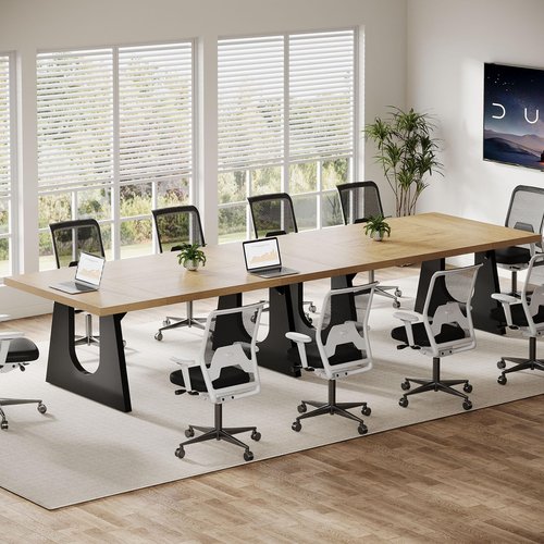 Tribesigns Large Conference Table, 70.9 Inches Rectangular Office Desk, Rustic Wood Conference Meeting Room Table for 6-8 People, Business Seminar Tables, Breakroom, Reception Office Furniture, Oak