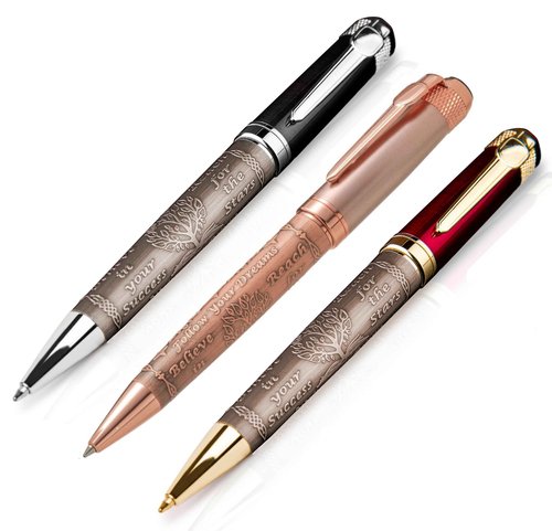 S&R Somit Luxury Trio - Fancy Three Pens with Shining Gift Box Silver-Black, Golden Rose and Red Gold, Great Set of Unique Stylish Pens.