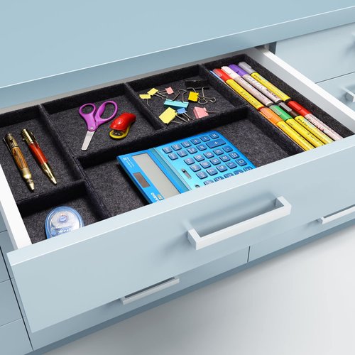 Welaxy Deluxe drawer organizers multi-purpose storage box junk bins soft but sturdy quiet luxury gift idea catch tray office home bathroom watches Jewelry nightstand holder 6-piece Style A (Charcoal)