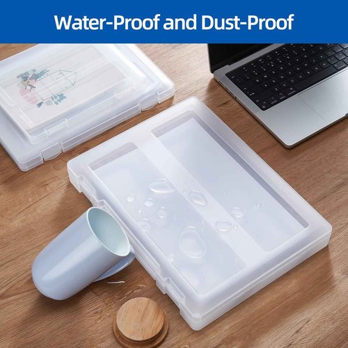 Mickiewicz 12 Pack Paper Storage Boxes (Large A4+A4+A5), 8.5 x 11 Plastic Portable Project Case for US letter Size, Plastic Multi-Purpose Thick Scrapbook Storage Box for Office,Craft or Art Supplies