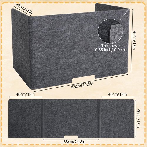 Kigley Acoustic Freestanding Desk Divider 24.8 x 15.75 x 15.75 Inch Noise Reducing Desk Privacy Panel Table Standing Testing Dividers Gray Desk Partition Office Furniture Partitions for Home (4 Pcs)