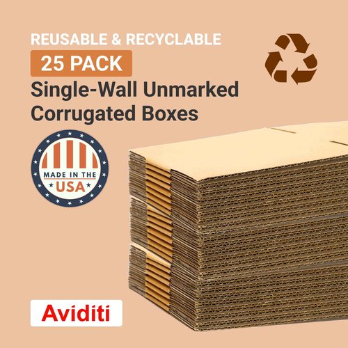 AVIDITI 14 x 12 x 4 Corrugated Cardboard Boxes, Flat 14"L x 12"W x 4"H, Pack of 25 | Shipping, Packaging, Moving, Storage Box for Home or Business, Strong Wholesale Bulk Boxes
