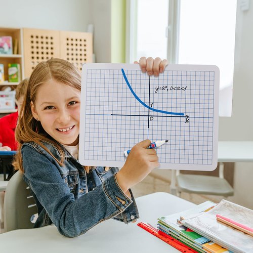 24 Pack Dry Erase XY Axis Graph Lap Boards 9'' x 12'' Double Sided White Boards Dry Erase Lapboards Math Student White Boards Double Sided Dry Erase Board with Erasers for School Classroom Supplies