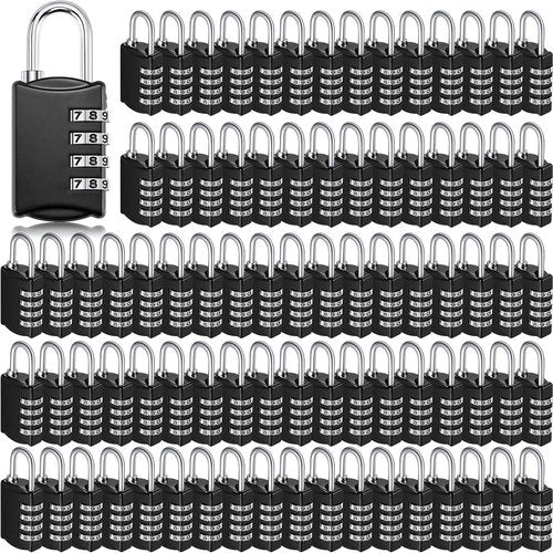 Skiennix 4-Digit Combination Lock - Waterproof Keyless Padlock for Travel, Gym, and Outdoor Use | Black, 100 Pcs