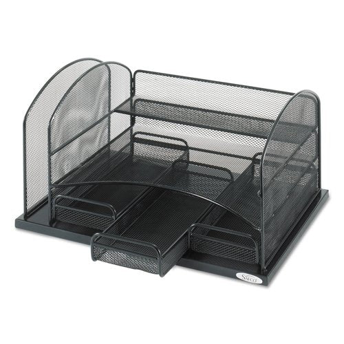 Safco Products 3252BL Onyx Mesh Desktop Organizer with 3 Drawers, Black 16" x 11.4" x 8"