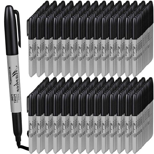 Thenshop 600 Pack Black Permanent Markers Bulk Fine Tip Permanent Marker Set Quick Drying Fine Point Pens for Classroom, Office, Home, Work on Wood, Metal, Stone, Glass, Christmas Office Gifts