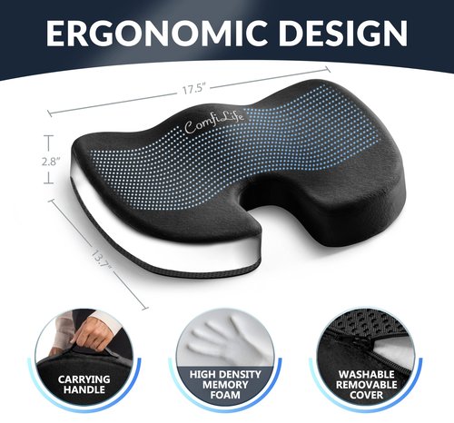 ComfiLife Lumbar Pillow + Gel Enhanced Seat Cushion Bundle – Office Chair Cushion – Lumbar Support Pillow – Car Seat Cushion – Improves Posture Help Back Pain Relief