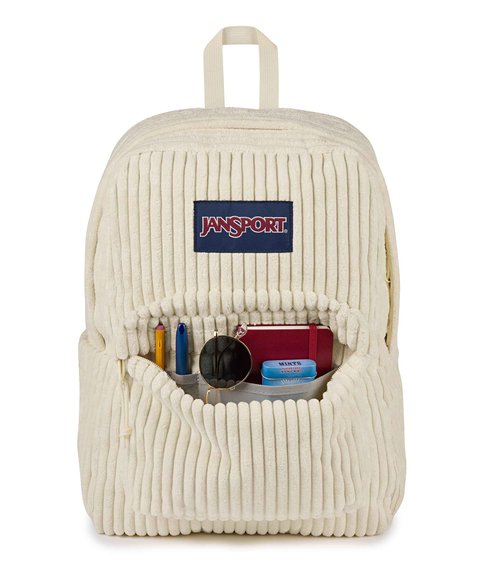 JanSport Superbreak Plus FX Backpack - Work, Travel, or Laptop Bag with Water Bottle Pocket - Surreal Corduroy Coconut