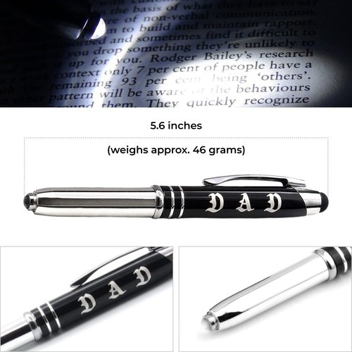 Inkstone DAD Engraved Multi-function Luxury Gift Pen with Flashlight, Touch Stylus, and Writing Tip - Father's Day Christmas Birthday Gift Idea for Dad from Son Daughter