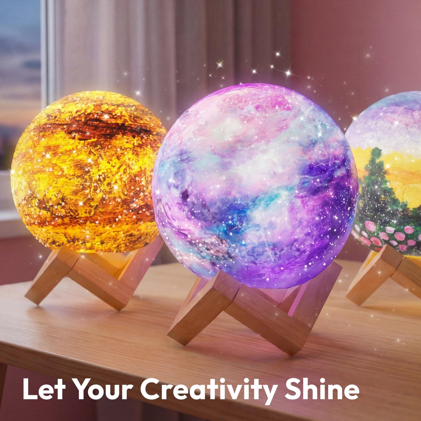 Klever Kits DIY 3D Moon Night Light, Paint Your Own Moon Lamp Kit Galaxy Lamp Arts and Crafts Kit, School Activities, Birthday Gifts for Kids Girls Boys