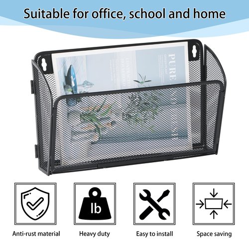 superbpag 12 Pockets Wall File Holder Organizer Office Hanging Folder organizer Document Magazine Storage Rack for Office Home School, Black