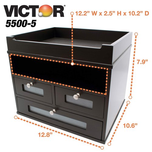 Victor Wood Midnight Black Collection, Tidy Tower Desktop Organizer, Black, (5500-5)